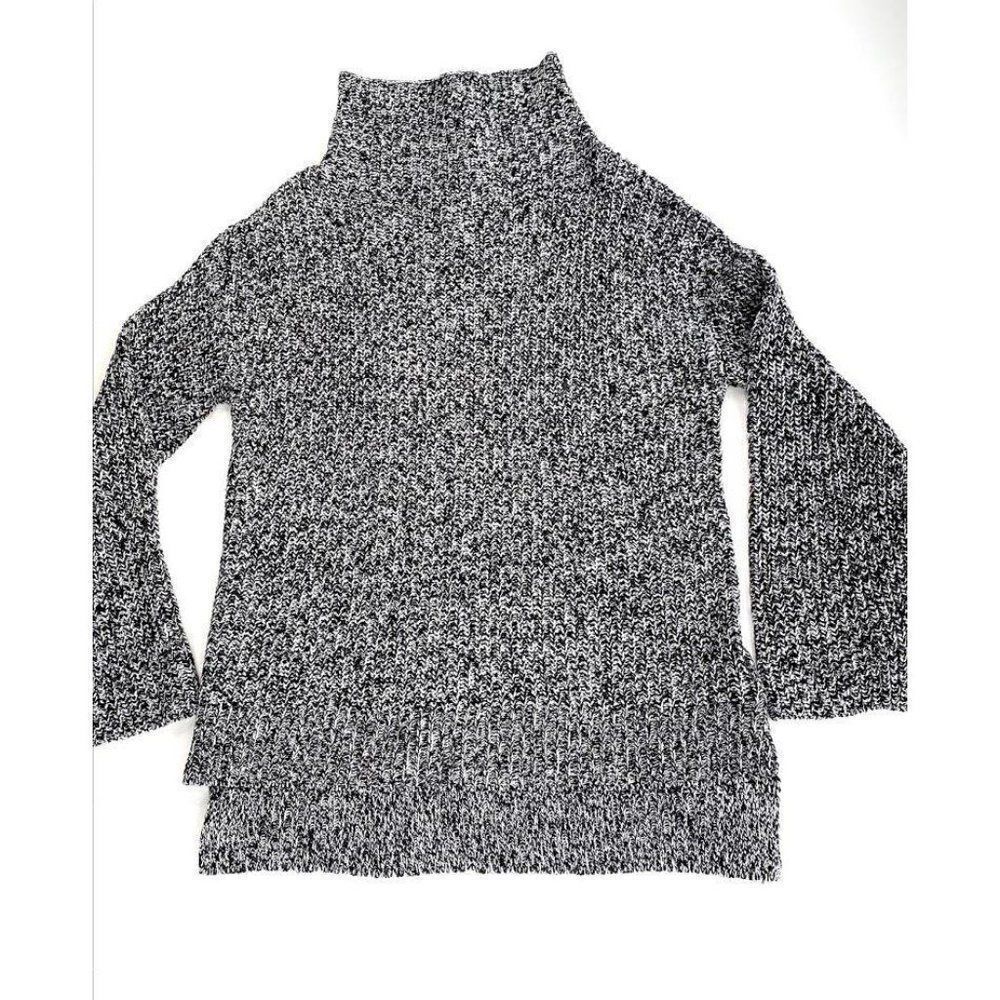 American Rag Sweater Top Small Black White Cowl‎